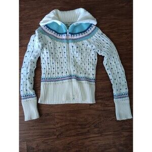 Girls Large Tommy Hilfiger Blue and White zippered Sweater